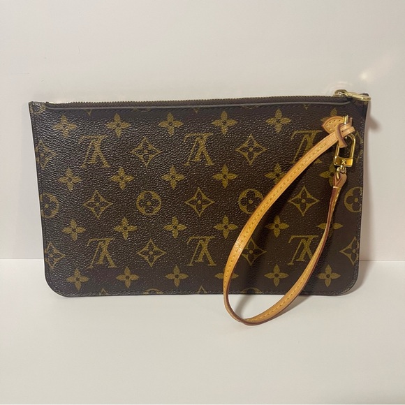 Louis Vuitton Neverfull Monogram Clutch Large 💎 AUTHENTICATED 💎 Serial SD4163 - Picture 3 of 16